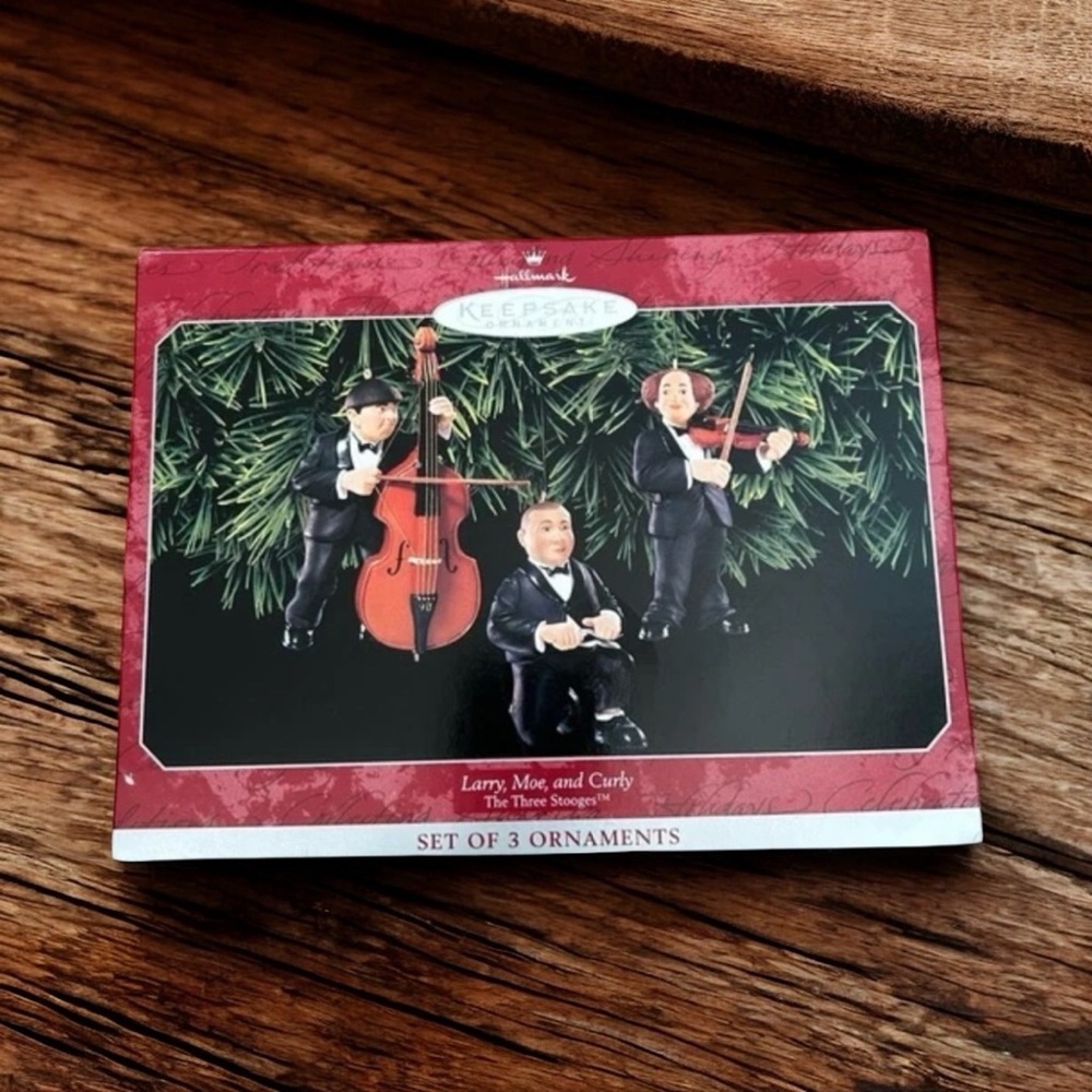 Vintage Hallmark Keepsake "Larry,Moe,Curly" 3 Stooges 3 Ornament Set